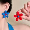 Asymmetry Design Flower Stud Earrings Bright Color Statement Earrings  Office