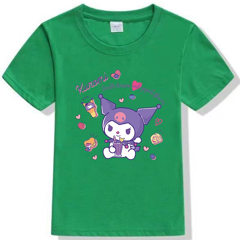 Sanrio Family CUTE Kurumi Cute Printed Childrens TShirt Roundneck Pure Cotton Family Clothing for Parents and Children