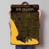 Los Angeles Golden Map Poster Customized Vintage Metal Signs Wall Art Retro Tin Plaque for Room Decoration House Desk Decor Home