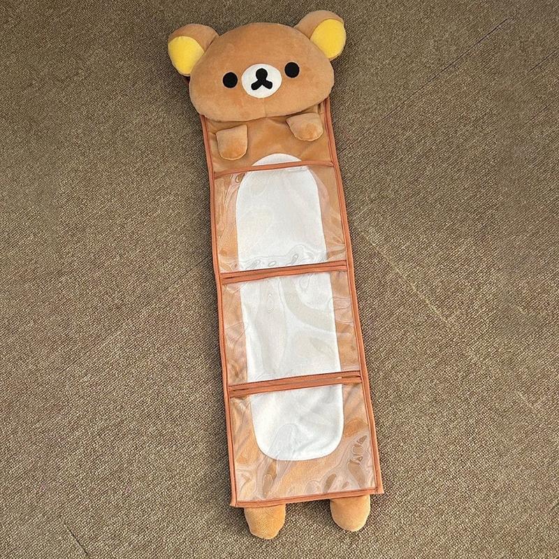 Geantă de depozitare suspendată pe perete Rilakkuma Kawaii Geantă de agățat pe ușă cu desene cu ursulețul Rilakkuma Capacitate mare Geantă de depozitare pentru diverse Cadouri