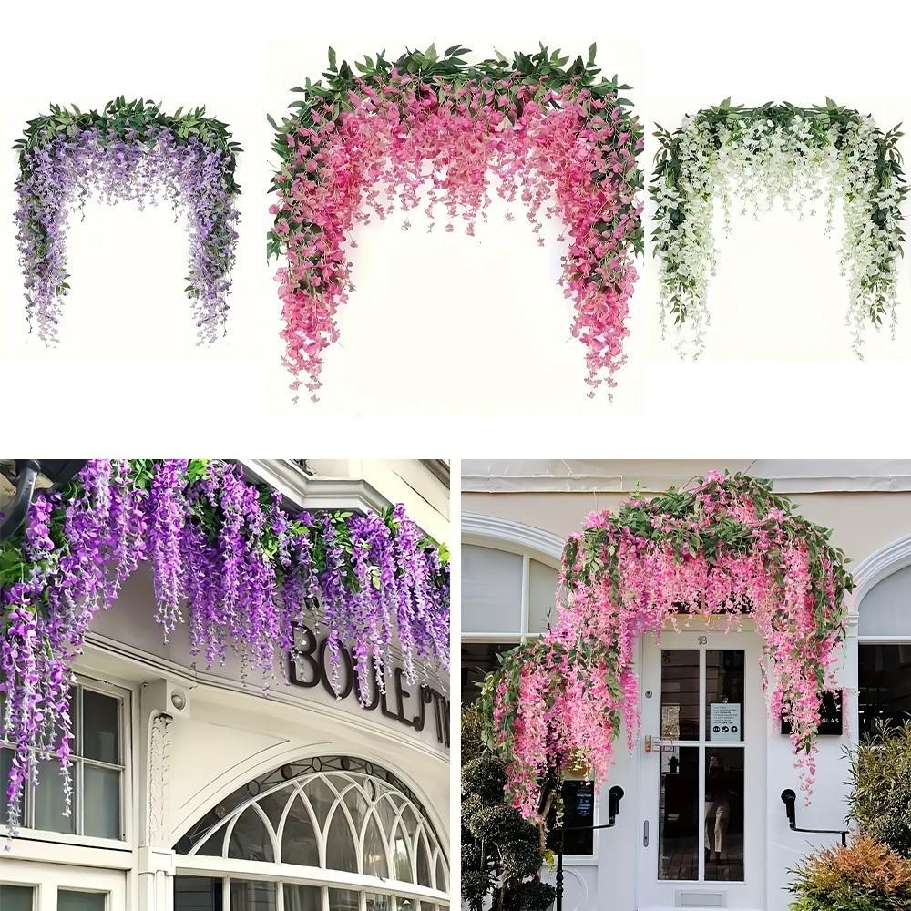 Single Branch Wisteria Wreath 1 Strip/15 Flowers Vine Plants Strips For Wedding Arches
