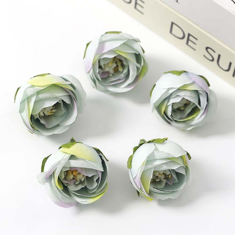 5/10/20Pcs 3.5cm Silk Tea Roses Bud Artificial Flowers Head for Scrapbook Wedding Decoration Home Room Supplies Accessories