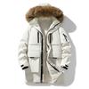 Warmer Dicker Winterparka für Herren mit Kunstpelzkragen Kapuze Mittellang Baumwolle Mantel Outdoor Tägliche Kleidung