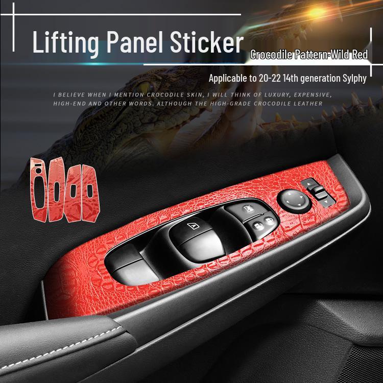 Krokodilmuster Schwarze Folie für 14. Gen Sylphy Innenraum Konsole Gangschaltung Dekoration (20-22)