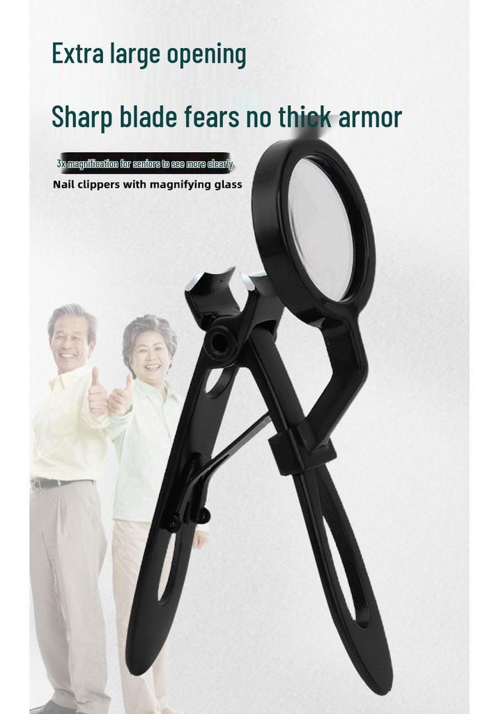 Stainless Steel Magnifying Nail Clippers for Elderly with Hard, Thick Nails - Large Size