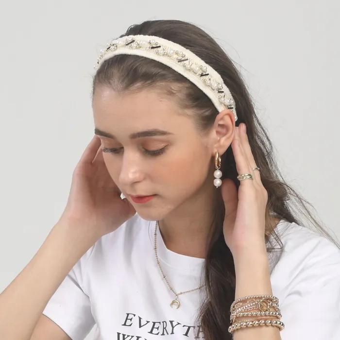LALA Pearl Ethnic Hairband - Ivory