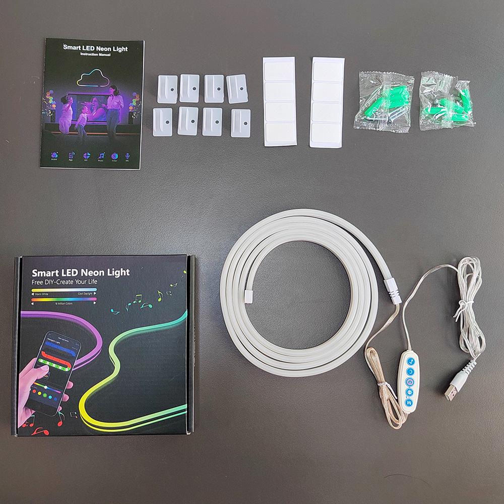 Waterproof RGB Neon Silicone LED Strip: DIY Shape, Bluetooth Sound, USB Powered - Perfect for Esports and Ambiance Lighting