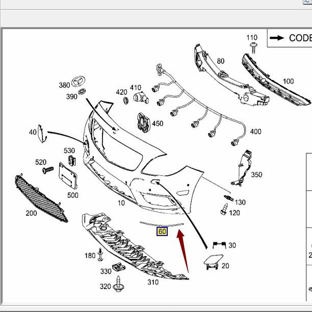 Mercedes-Benz B200 Front Bumper Trim Bright Strip