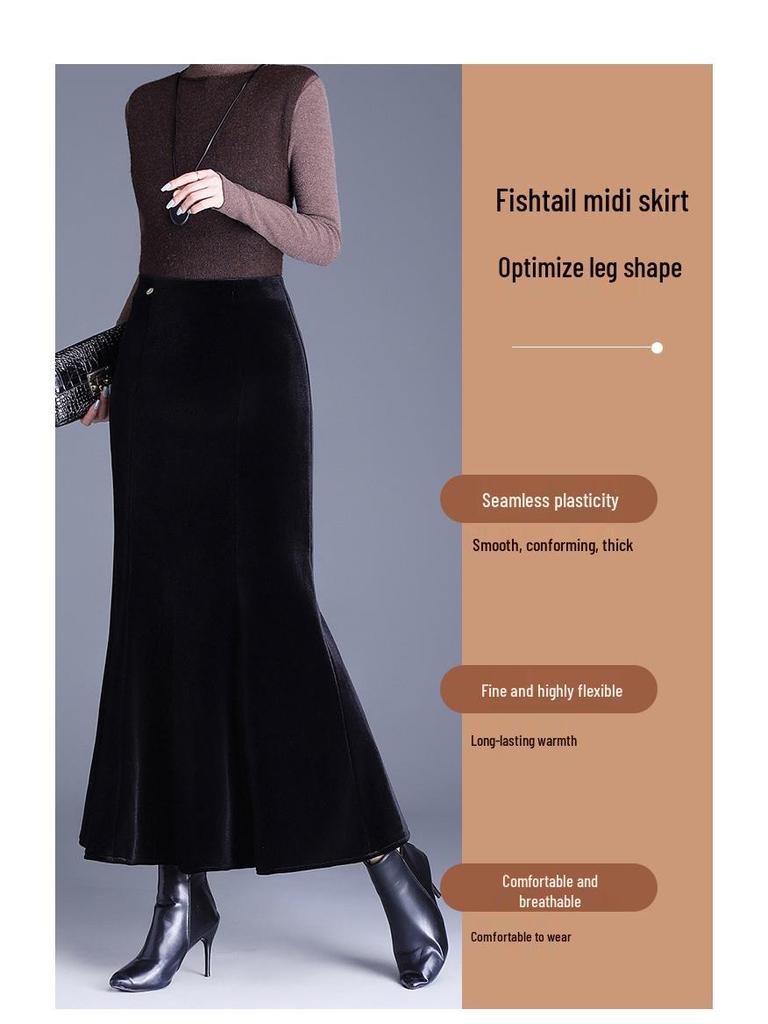 Eleganter High Waist Gold Samt Meerjungfrauenrock