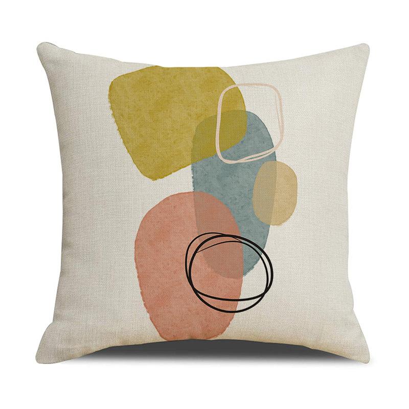 Neuer abstrakter geometrischer Leinen-Kissenbezug Digital bedruckter Stoff Sofa Bett Kissen Rückenlehnenkissen
