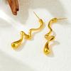 DIEYURO 316L Stainless Steel Golden Simple Irregular Water Droplets Pendant Necklace Earrings Set For Women Fashion Jewelry Gift