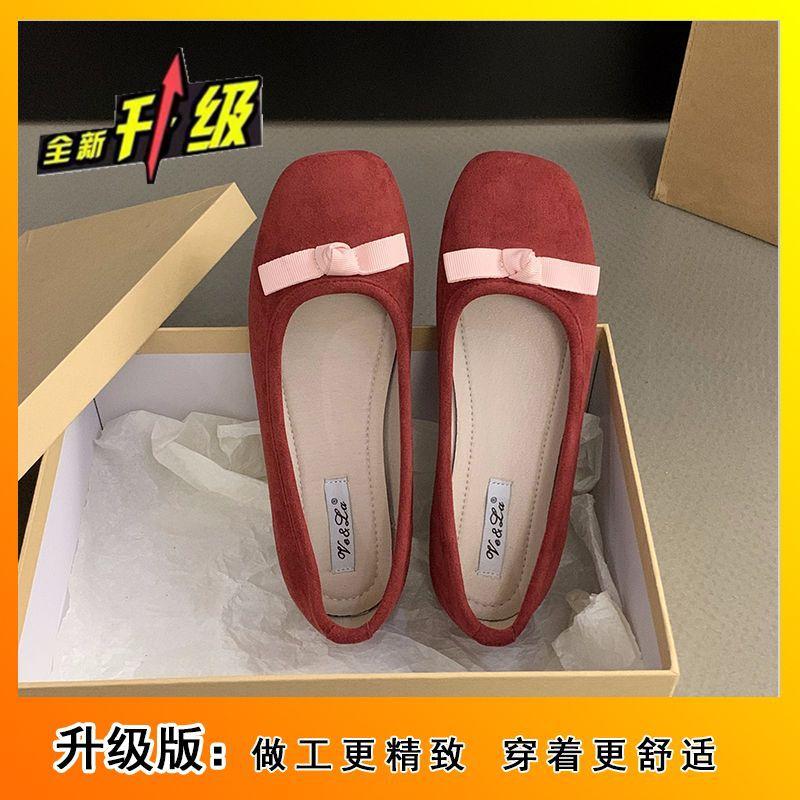 Fairy shoes flat ballet shoes female 2025 summer new French bow round head gentle evening shoes single shoes