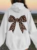 Dame Casual Hættetrøje Sweatshirt Blød Åndbar Bagside Leopard Stor Sløjfe Print Grafisk Daglig Gade Langærmet med Lomme Løs Top