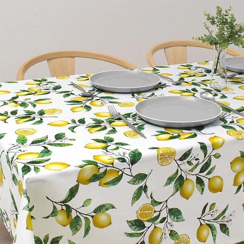 STYLE Decor Tablecloth, 100% Cotton, Stylish Rectangular, Nordic Style, 120x150cm, Standard, Lemon Yellow, Fruit Pattern, W4701800