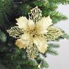 10pcs/set Christmas Glitter Flower 10cm Gold Silver Red Artificial Floral Head Xmas Tree Decoration Home New Year Navidad Gifts