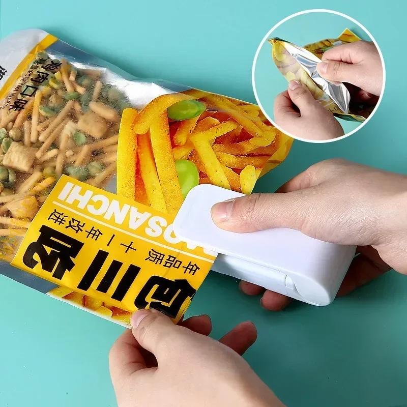 2pcs Mini Plastic Bag Sealer Machine Food Snack Storage Bag Clip Sealer Home Storage Organization Kitchen Accessories Gadgets