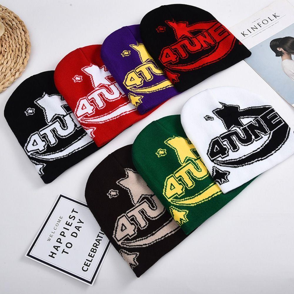 Elastic Beanies Cap Thickened Jacquard Hat Fashion Knitted Hat  Men Women