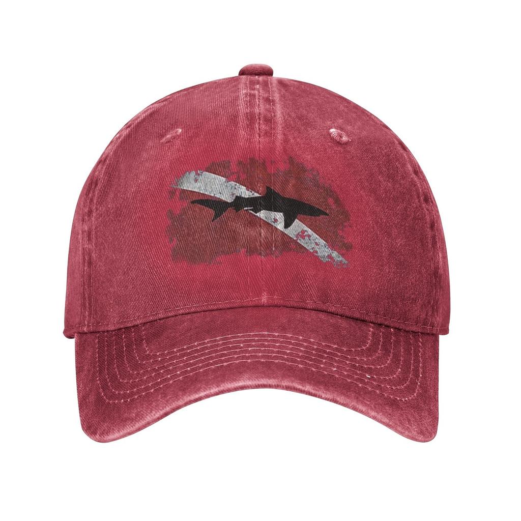 Shark Diver Flag Distressed Baseball Cap Vintage Sports Cowboy Hat Outdoor Adjustable
