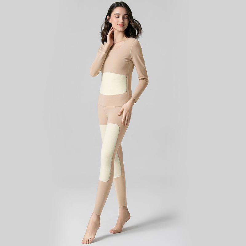 Aoweizi Women's Silk & Hyaluronic Acid Thermal Underwear Set - Autumn/Winter, Plus Velvet Thickened.