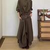 Men's Premium Japanese Nine-Point Wide-Leg Skirt Pants with Irregular Buttons