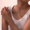 Set Chic Cross Chain Bracelet Necklace for Women , Shiny CZ Zircon Charm Necklace Bracelets, Gold Color Luxury Jewelry Gifts