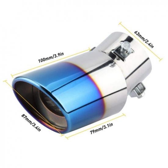Blue Auto Rear Round Exhaust Pipe Tip Stainless Muffler Tail Steel Accessories