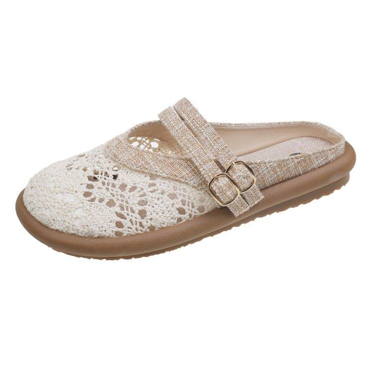 

[youshilai] Baotou half slippers women wear versatile breathable cool slippers in summer, one pedal single shoes women 40