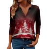 Women's Casual Fashionable Sexy Comfortable V-Neck Christmas Three-Quarter Sleeve Top