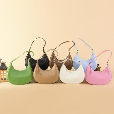 Vintage PU Leder Achseltaschen Halbmondtaschen Damen Mädchen Einfache Handtaschen Schultertasche
