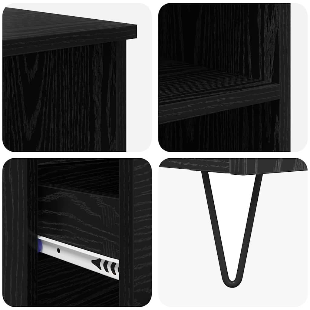 Highboard in Black Oak Look 40 x 36 x 110 cm Particleboard