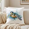 Sea Animal Turtle Coral Pillow Case Double-Sided Plush Sofa Cushion Covers Organic Breathable Invisible Zipper