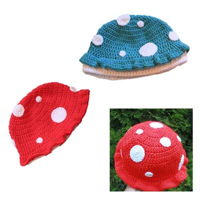 Unique Crocheted Hat Funny Mushroom Crocheted Hat Large Cap for Women Men Picture Props Cap Halloween Party