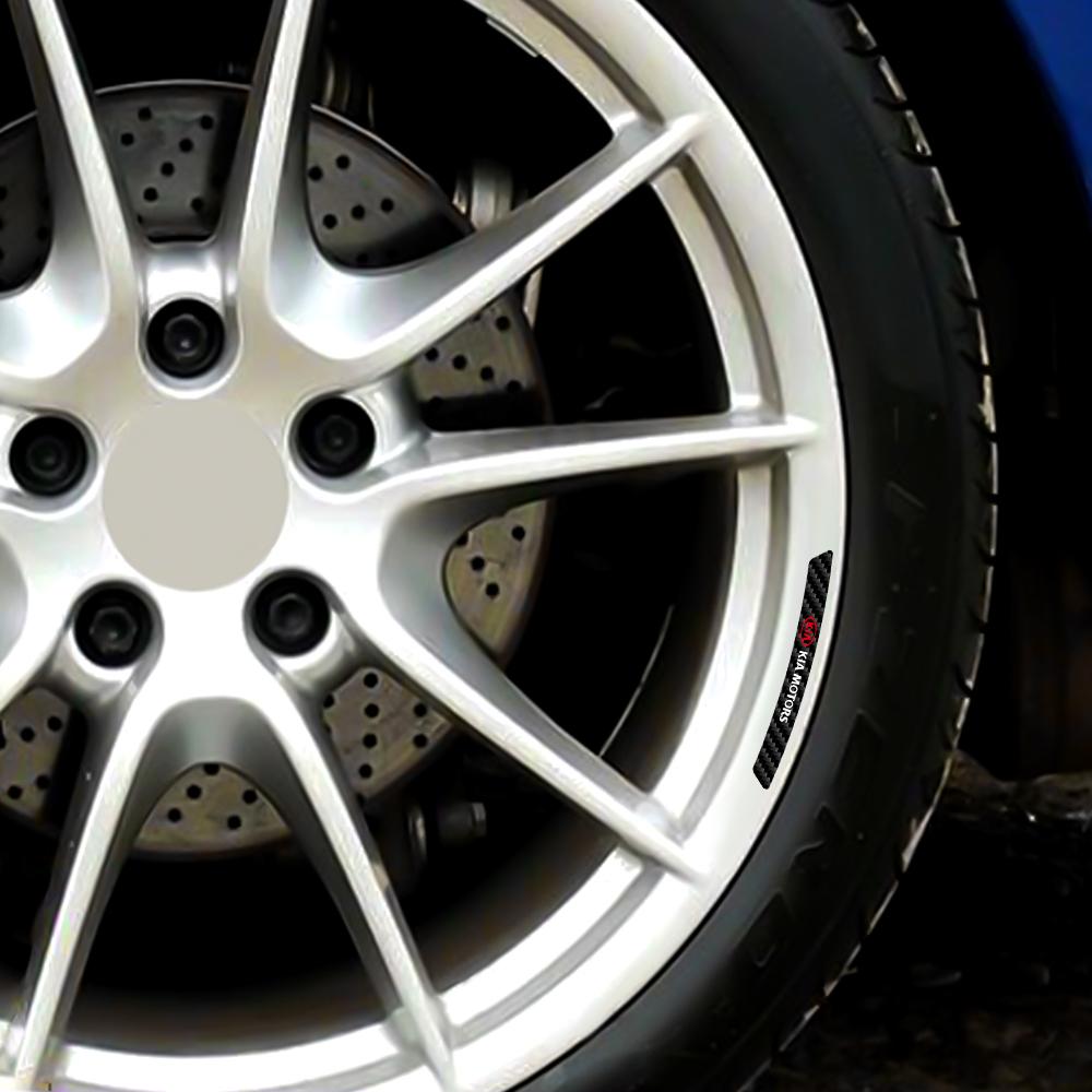 4Pcs Carbon Fiber Car Wheels Rim Sticker Decoration Vinyl Decal For Kia Rio Sportage Cerato Soul Sorento Picanto Ceed Optima K3
