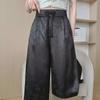 2024 Spring/Summer Women's High-Waisted Chinese Satin Jacquard Wide-Leg Pants