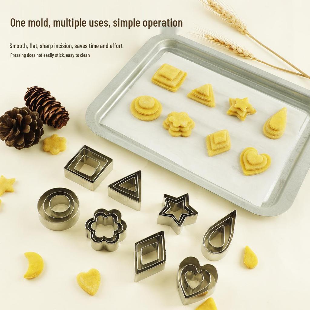 Stainless Steel Geometric Mini Biscuit & Cookie Cutter Set