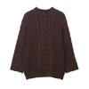 Damenmode Lässiger Lockerer Zopfmuster Pullover mit Großen Ärmeln