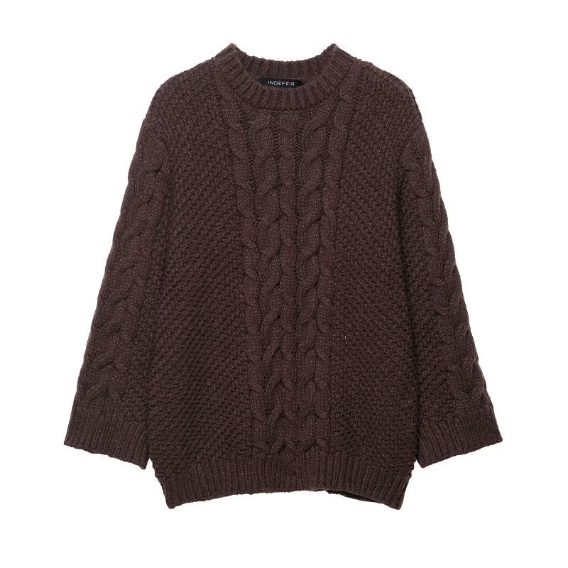 

Women s Fashion Casual Loose Cable Knit Sweater with Big Sleeves Small