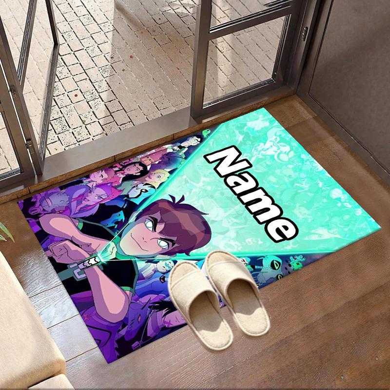 Custom Name Personalized Ben 10 Cartoon Print Carpet, Versatile Home Decor Rug, for Playroom, Apartment, Balcony, Entryway, Hallway Gift