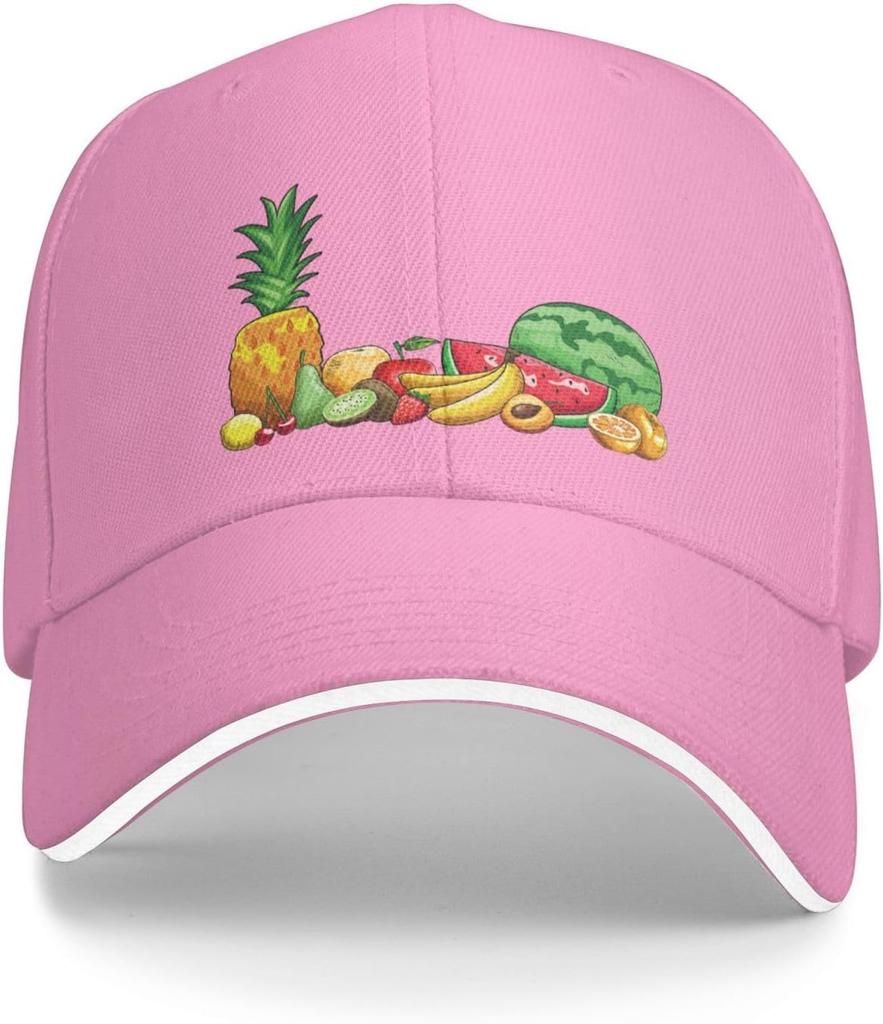 Tropical Fruits Print Baseball Cap Casual Polyester Adjustable Summer Snapback Hat for Adult