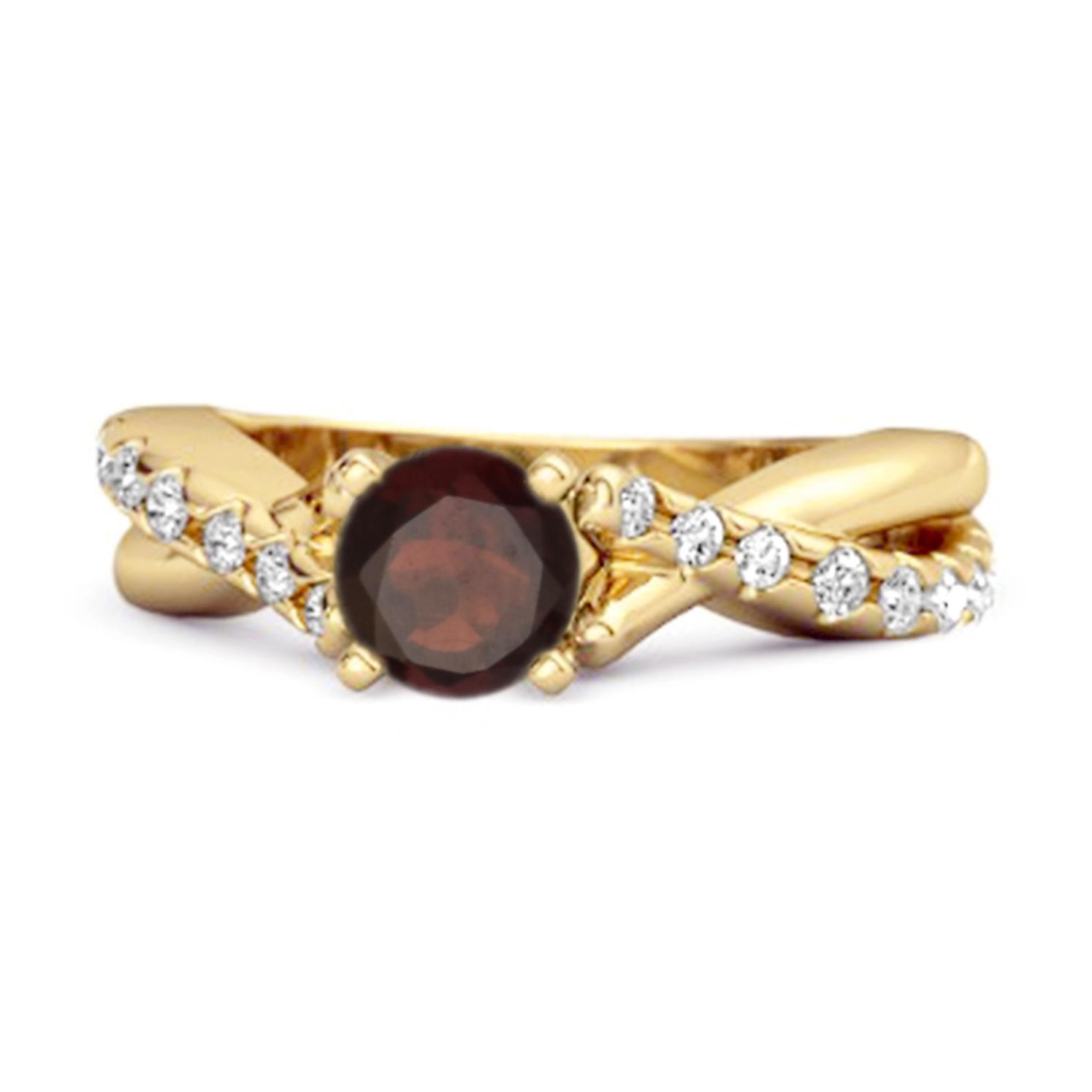 Garnet Crisscross Stackable Ring - 925 Sterling Silver Gold Vermeil 6