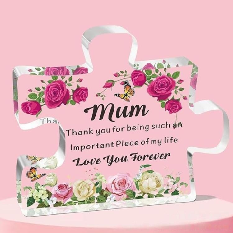 Mothers Day Gifts for Mom Unique Mom Birthday Gifts Engraved Acrylic Block Puzzles Piece Desk Ornament Gift for Mother