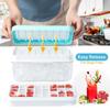 LMETJMA Ice Cube Tray with Stackable 2 Ice Trays Silicone Ice Cube Molds with Storage Bin For Freezer 64 Nuggets JTX478