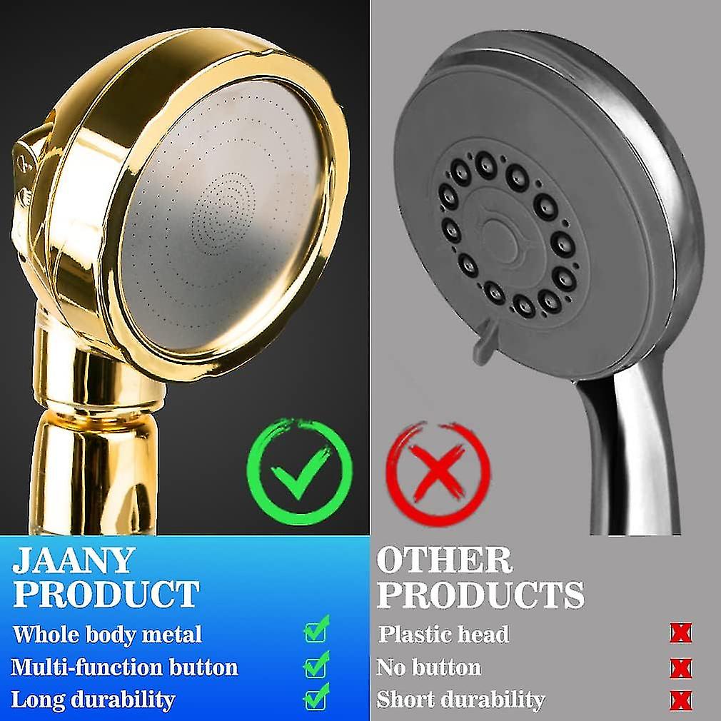 Shower Head, Universal Hand Shower 3 Modes Hand Shower Water Saving Shower Head with Shutoff Chrome Removable Shower Head Bathroom Shower