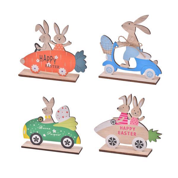New Styles, Easter, Wooden Crafts, Rabbit Carrot Cart, Easter Rabbit Riding Bike, Wooden, Decorative Ornaments