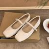 Square head shallow mouth single shoes women's spring new retro fairy gentle Doudou shoes women's flat yellow ladyshoes