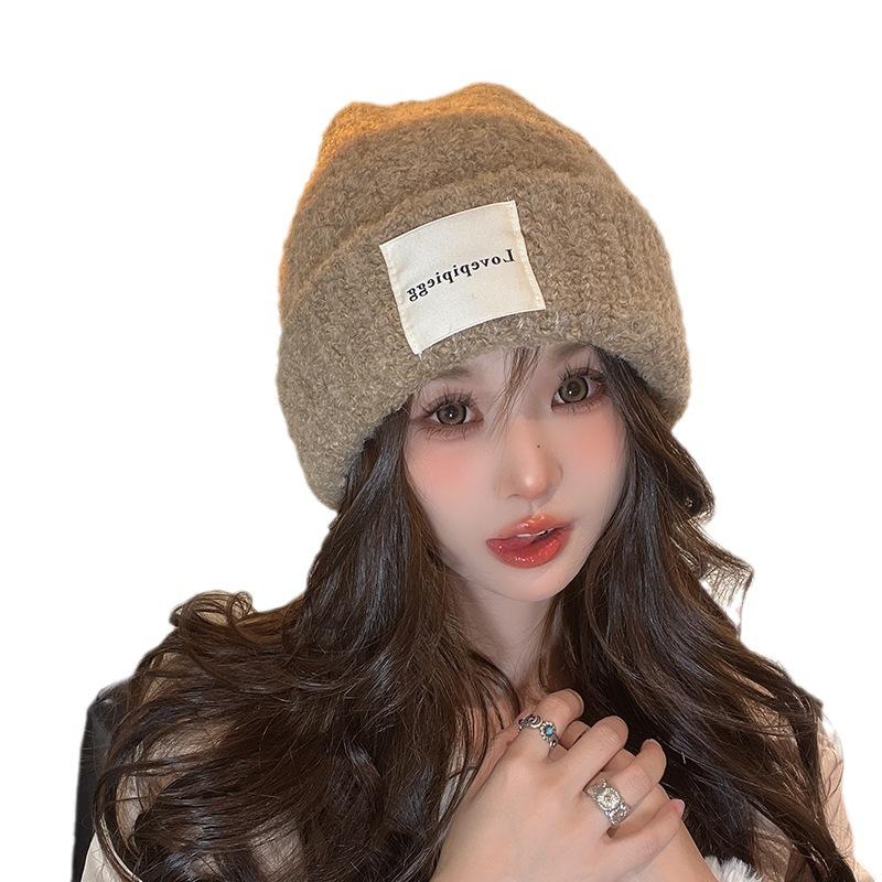 Large Head Circumference Hat Women's Autumn and Winter New Knitted Hat Korean Style All Match Warm Woolen Hat Showing Face Small Pile Hat Cold Hat