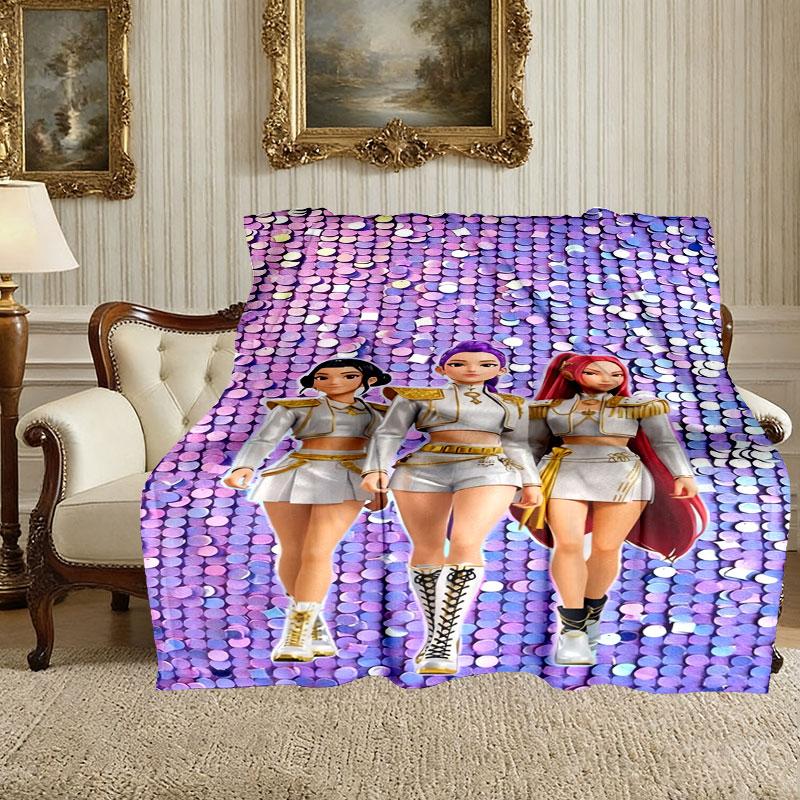 Soft Kpop Demon Hunters Blanket Perfect for Snuggling Up on the Sofa, Ideal for Cozying Up in the Bedroom