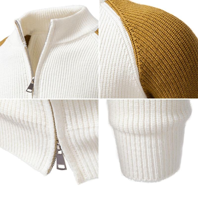 Cardigane cu fermoar pentru bărbați Pulovere cu croială normală Pulovere tricotate Pulovere Cardigane Business Casual pentru bărbați Toamnă Iarnă Guler înalt Mânecă lungă Jachete tricotate