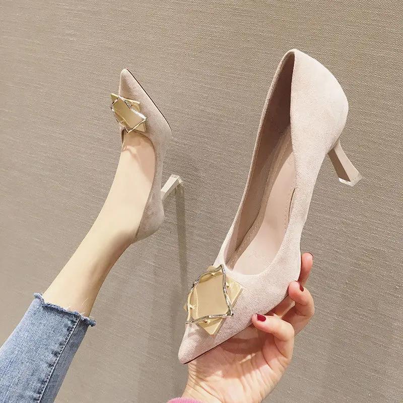 Fashion Women's Shoes On Heeled Pointed Toe Pumps Stilito Ladies High Heels Y2k Slip Korean Style Beau Today with Discount Quality Sale