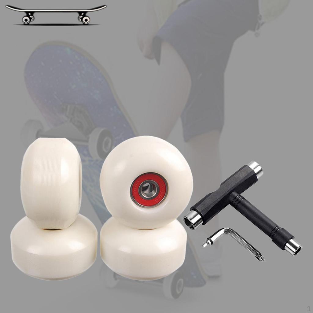 4 Peças Rodas de Skate 95A 608 9, Chave Multifuncional para Ajustar Porcas do Eixo, Montagem